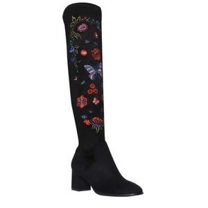 IMPO Faux suede embroidered over the knee boots.